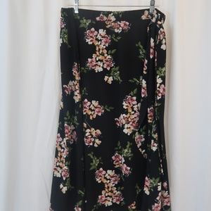 Black Floral High-Low Skirt